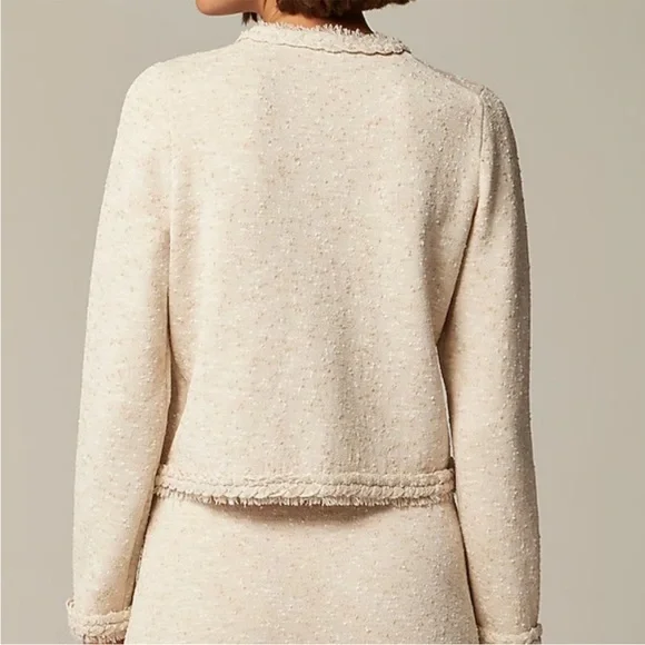 J crew Marled fringe-trim sweater lady jacket - Picture 2 of 9